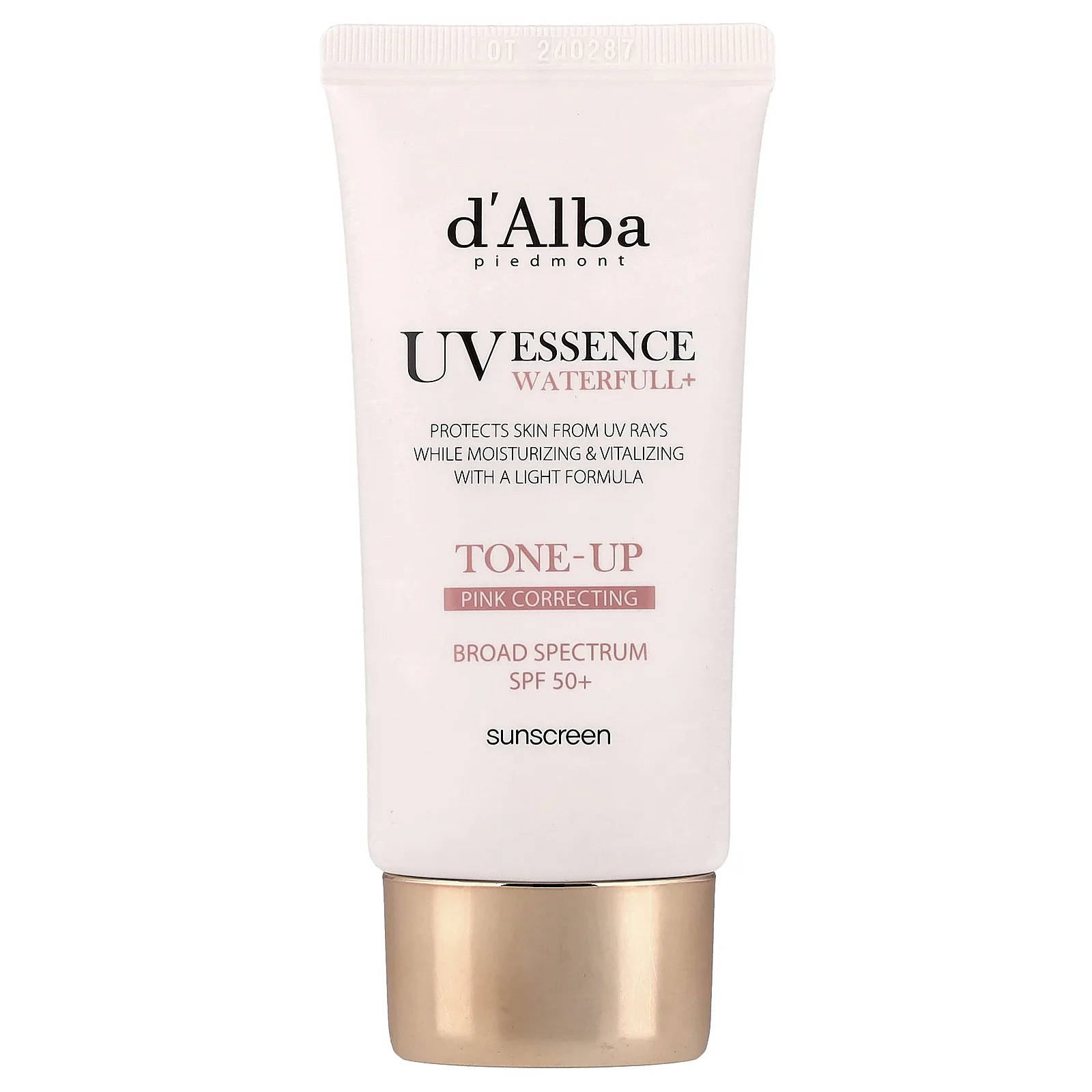 d'Alba, UV Essence Waterfull + Sunscreen, корректирующий розовый тон, SPF 50+, 50 мл (1,69 жидк. Унц