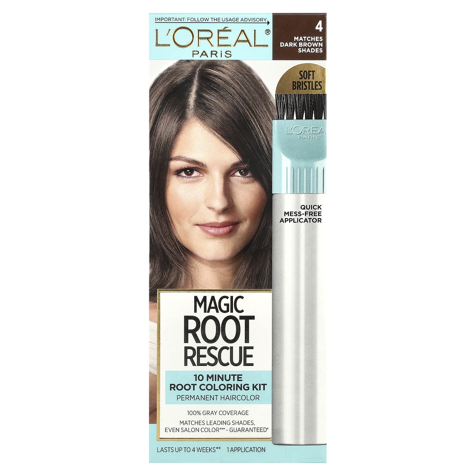 L'Oréal, Magic Root Rescue, 10-минутный набор для окрашивания корней, 4 темно-коричневых, 1 применен