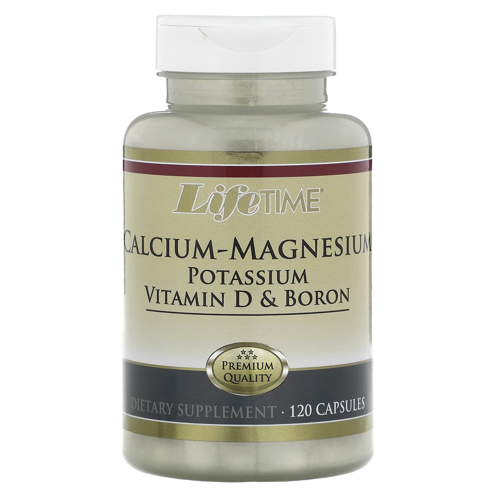 LifeTime Vitamins, кальций и магний, калий, витамин D и бор, 120 капсул