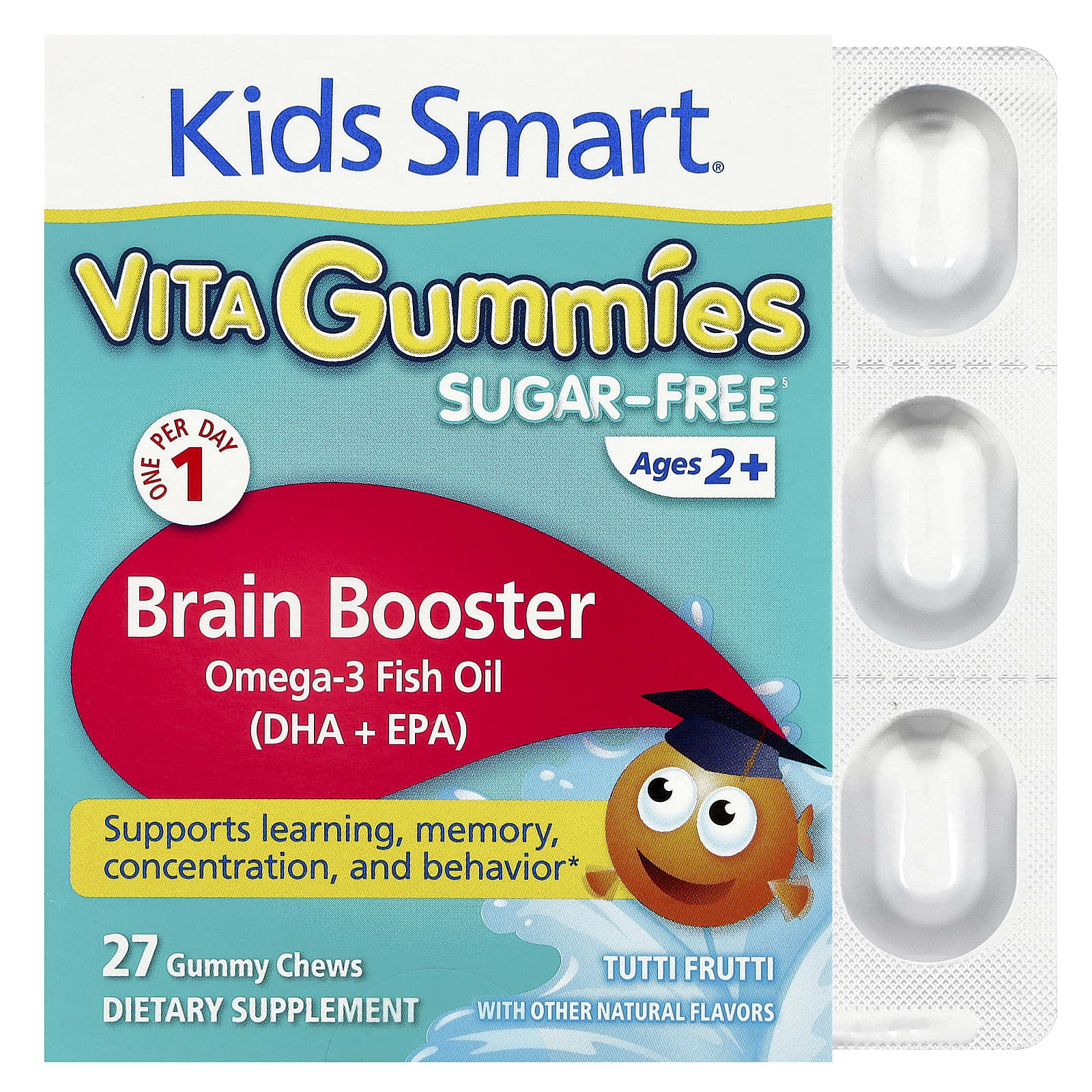 Kids Smart, Vita Gummies, Brain Booster, добавка для поддержки мозга, без сахара, для детей от 2 лет