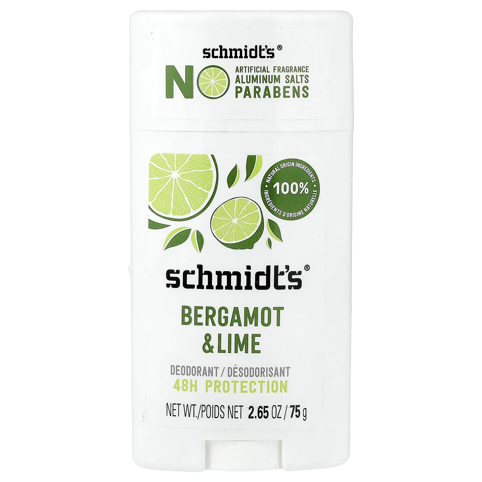 Schmidt's, Натуральный дезодорант, бергамот и лайм, 75 г (2,65 унции)