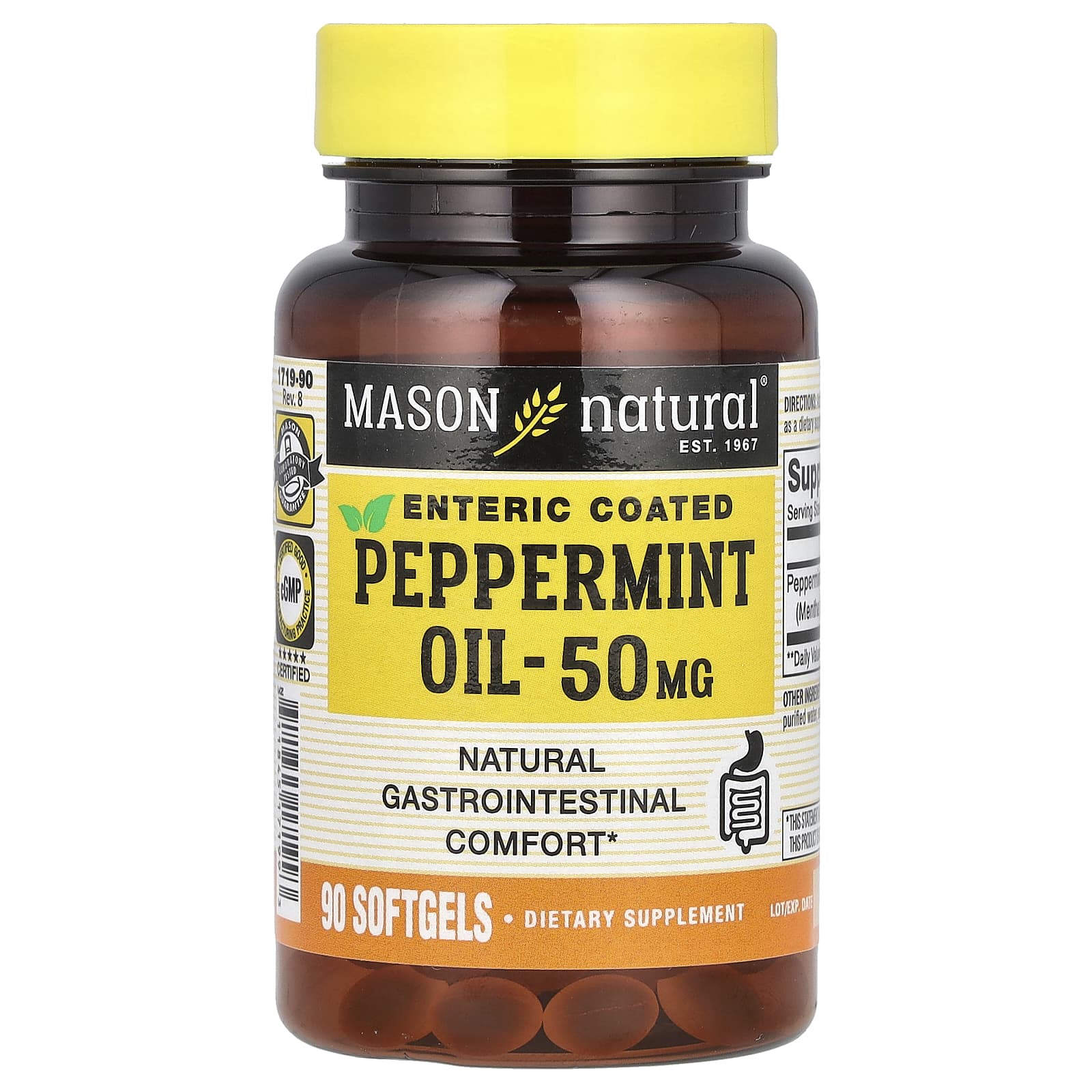 Mason Natural, Масло мяты перечной, 50 мг, 90 капсул