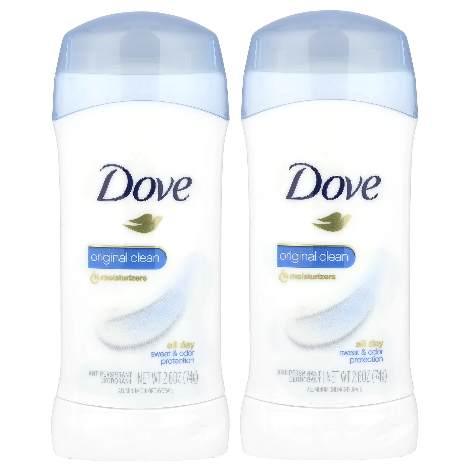 Dove, Твердый дезодорант, не оставляющий следов, «Оригинальная чистота», 2 шт. по 74 г