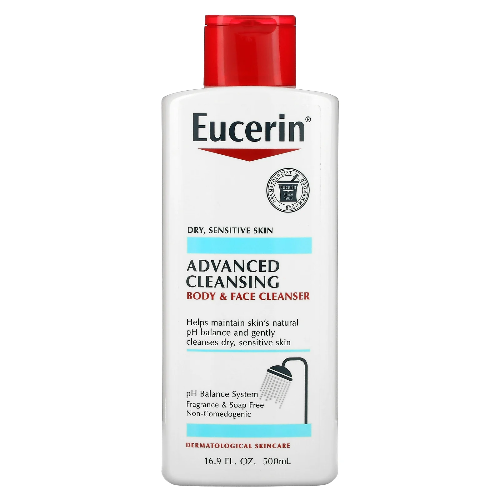 Eucerin, Advanced Cleansing, очищающее средство для тела и лица, без отдушек, 500 мл (16,9 жидких ун