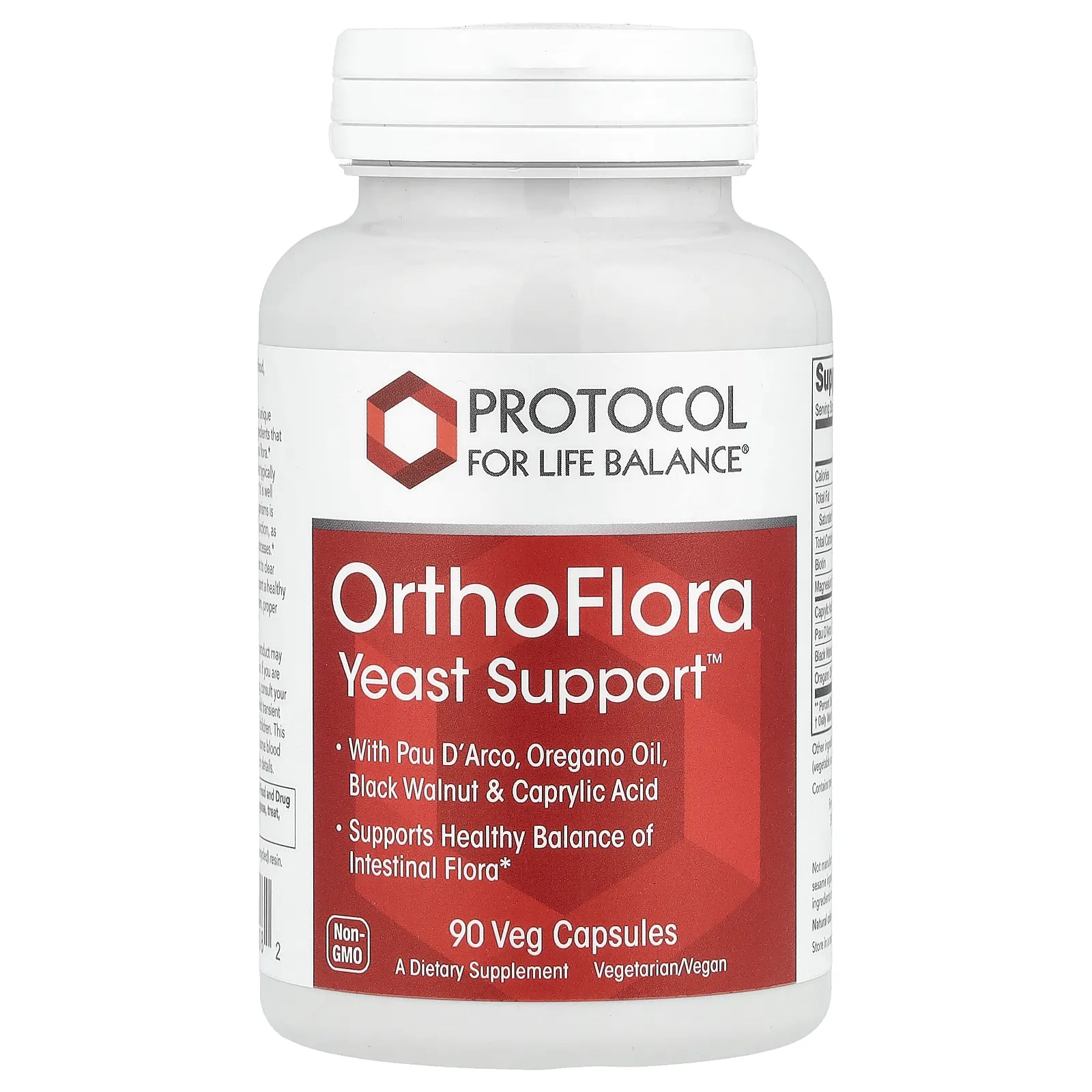 Protocol for Life Balance, OrthoFlora Yeast Support, поддержка здоровой кишечной флоры, 90 вегетариа