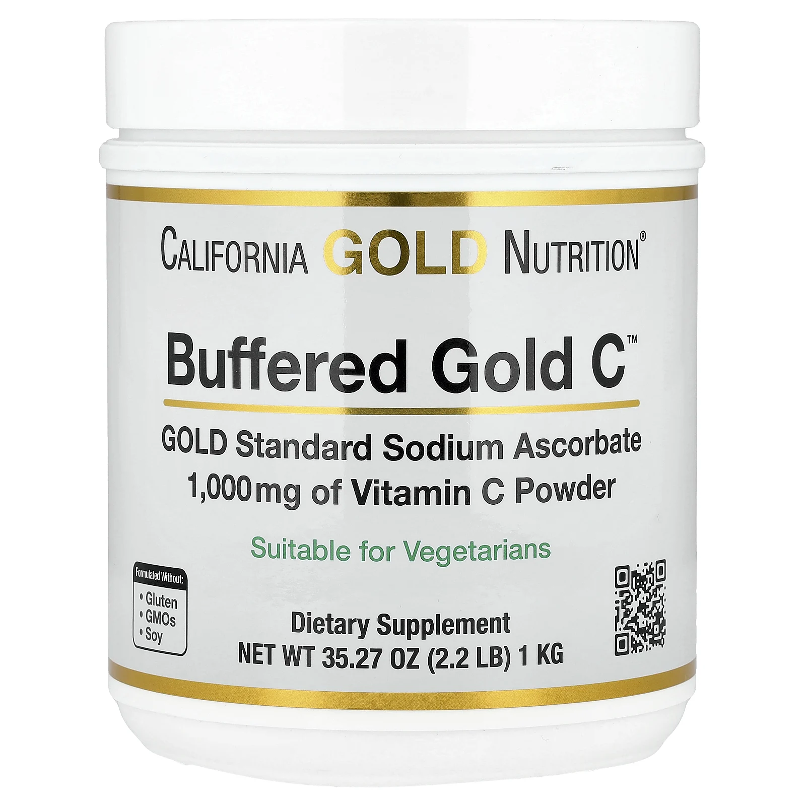 California Gold Nutrition, Buffered Gold C®, некислый витамин C в порошке, аскорбат натрия, 1 кг (2,