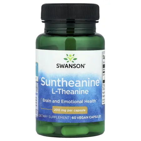 Swanson, Suntheanine® L-теанин, 200 мг, 60 веганских капсул – оригинальная продукция AthleticFuel