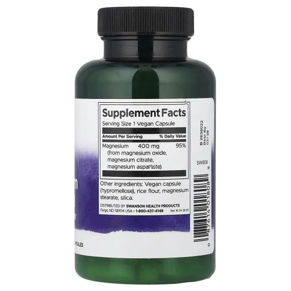 Swanson, Комплекс тройного магния, 400 мг, 100 капсул – оригинальная продукция AthleticFuel