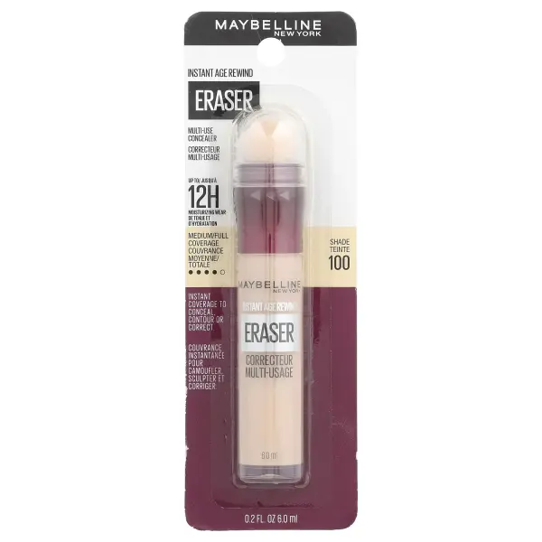 Maybelline, Instant Age Rewind, ластик, универсальный консилер, 100 оттенков слоновой кости, 6 мл (0