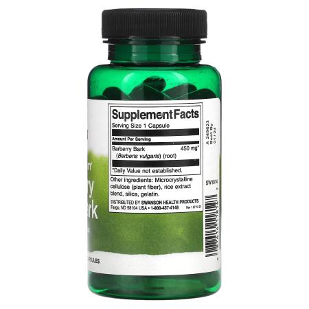 Swanson Кора корня барбариса 450 мг 60 капсул – оригинальная продукция AthleticFuel
