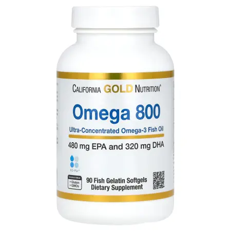 California Gold Nutrition, омега 800, рыбий жир фармацевтической степени чистоты, 80% ЭПК/ДГК, в фор