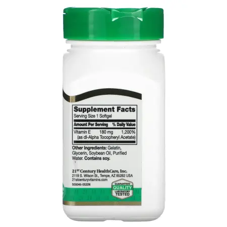 21st Century, витамин E, 180 мг (400 МЕ), 110 мягких таблеток