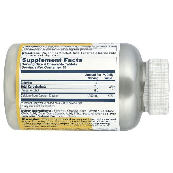 Solaray, Жевательные таблетки с цитратом кальция, натуральный апельсин, 60 жевательных таблеток