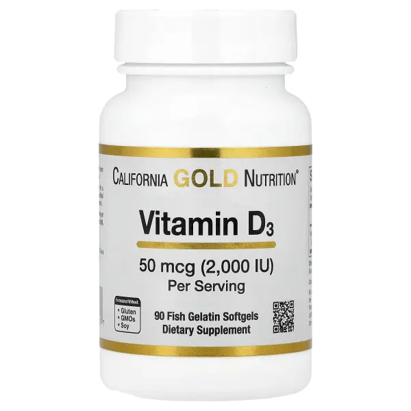 California Gold Nutrition, витамин D3, 50 мкг (2000 МЕ), 90 капсул