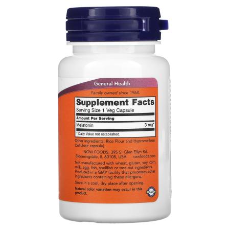 NOW Foods Мелатонин 3 мг 60 таблеток