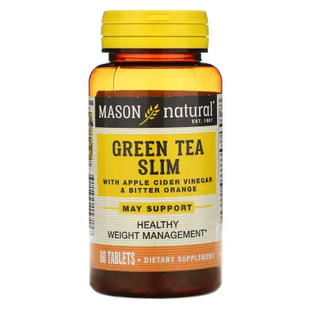 Mason Natural, Green Tea Slim с яблочным уксусом и горьким апельсином, 60 таблеток