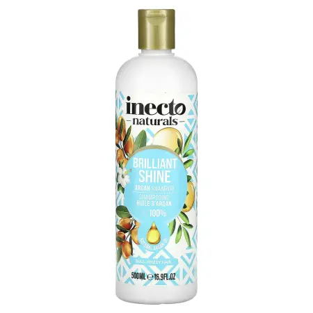 Inecto, Naturals, шампунь с арганой для блеска и блеска, для тусклых и вьющихся волос, 500 мл (16,9 