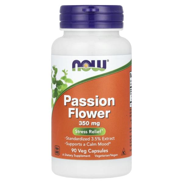 NOW Foods, Пассифлора, 350 мг, 90 растительных капсул