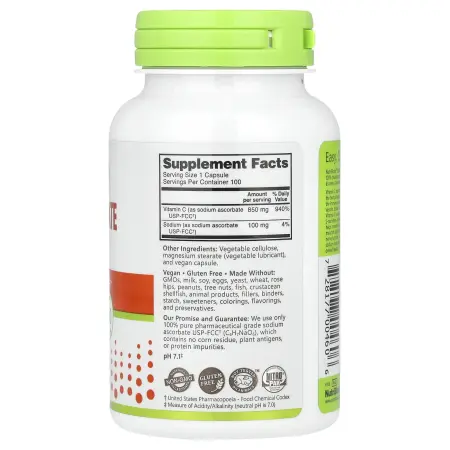 NutriBiotic, Immunity, аскорбат натрия, 100 веганских капсул NutriBiotic, Immunity, аскорбат натрия, 100 веганских капсул