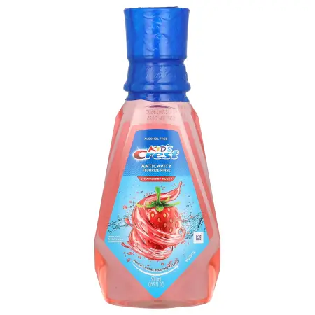 Crest, Kids, фторсодержащее ополаскиватель для предотвращения кариеса, без спирта, клубника, 500 мл 
