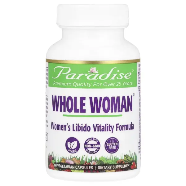 Paradise Herbs, Whole Woman, формула для поддержки жизненной силы женского либидо, 60 вегетарианских
