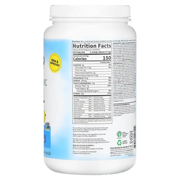 Garden of Life RAW Organic Органический заменитель пищи со вкусом ванильи 969 г