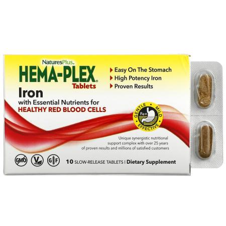 NaturesPlus, Hema-Plex, железо с незаменимыми питательными веществами для здоровых эритроцитов, 10 т – оригинальная продукция AthleticFuel