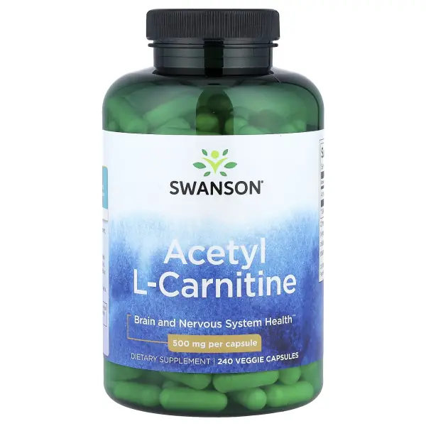 Swanson, Ацетил L-карнитин, 500 мг, 240 растительных капсул – оригинальная продукция AthleticFuel