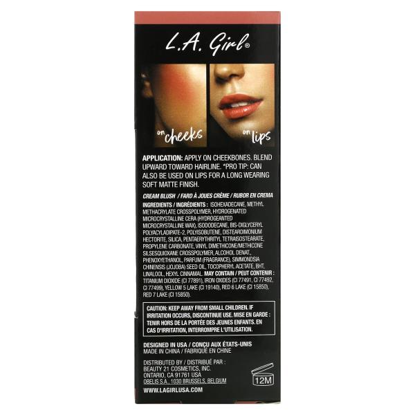 L.A. Girl, Blendable Cheek + Lip Color, мягкие матовые кремовые румяна, для взрослых, 8 мл (0,27 жид