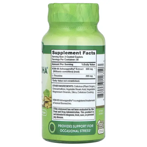 Nature's Truth, KSM-66 ашваганда с L-теанином, 60 капсул в оболочке – оригинальная продукция AthleticFuel