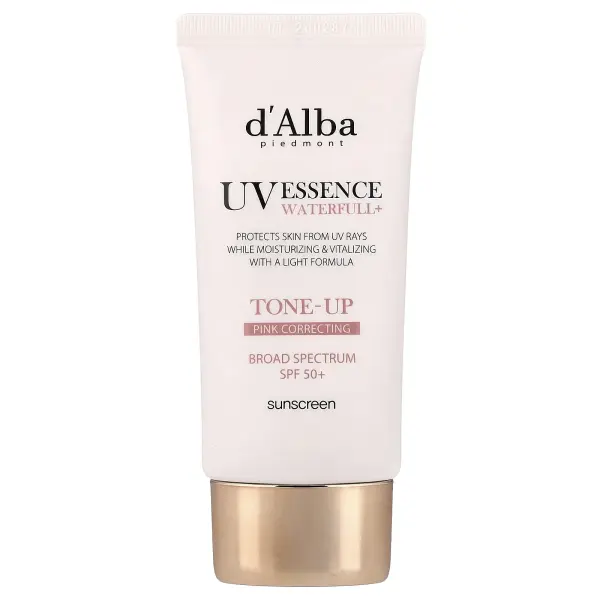 d'Alba, UV Essence Waterfull + Sunscreen, корректирующий розовый тон, SPF 50+, 50 мл (1,69 жидк. Унц