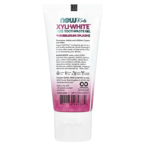 NOW Foods, Solutions, XyliWhite, детская зубная гель-паста, со вкусом жевательной резинки, 85 г (3 у