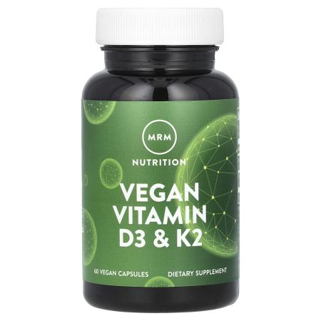 MRM Nutrition, веганские витамины D3 и K2, 62,5 мкг (2500 МЕ), 60 веганских капсул