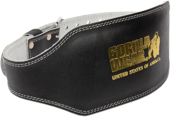 Gorilla Wear  6 Inch Padded Leather Lifting Belt - Black/Gold