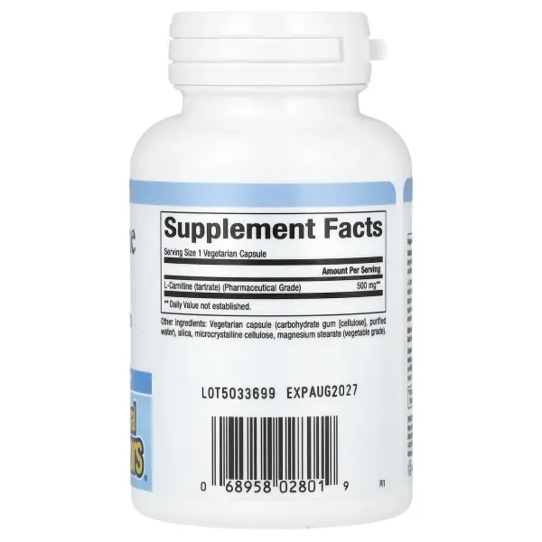 Natural Factors, L-карнитин, 500 мг, 60 вегетарианских капсул