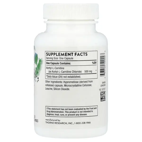 Thorne, Carnityl, ацетил-L-карнитин, 60 капсул – оригинальная продукция AthleticFuel