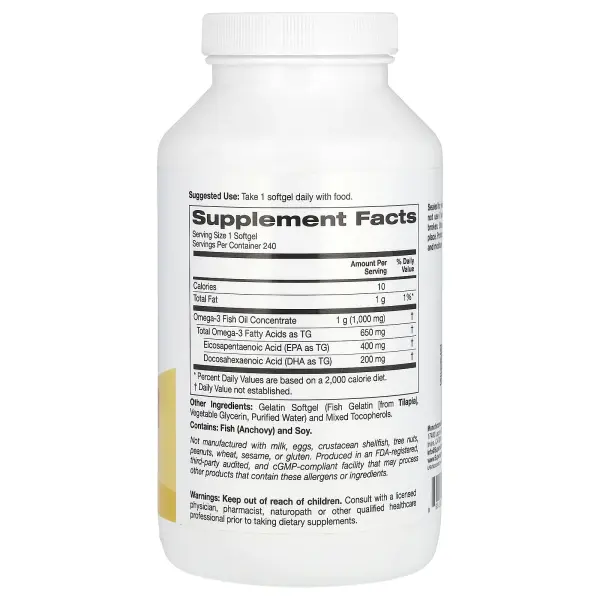 California Gold Nutrition, рыбий жир с омега-3, триглицерид Vivomega, 1000 мг, 240 рыбных капсул – оригинальная продукция AthleticFuel