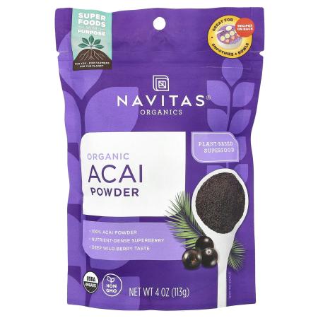 Navitas Organics, Органический порошок асаи, 113 г (4 унции) Navitas Organics, Органический порошок асаи, 113 г (4 унции)