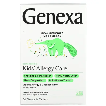 Genexa, Allergy Care, органическое средство от аллергии и отеков для детей, органические ягоды асаи,