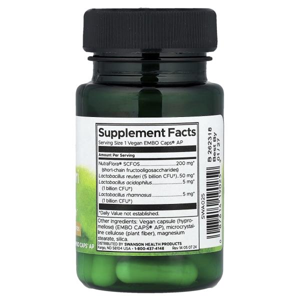 Swanson, Ацидофильные лактобактерии (L. acidophilus), Reuteri Plus, 30 вегетарианских капсул для ЭМБ
