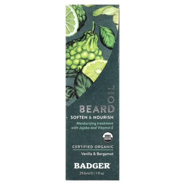 Badger, Navigator Class, Масло для бороды, бергамот и ваниль, 1 жидкая унция (29,6 мл)