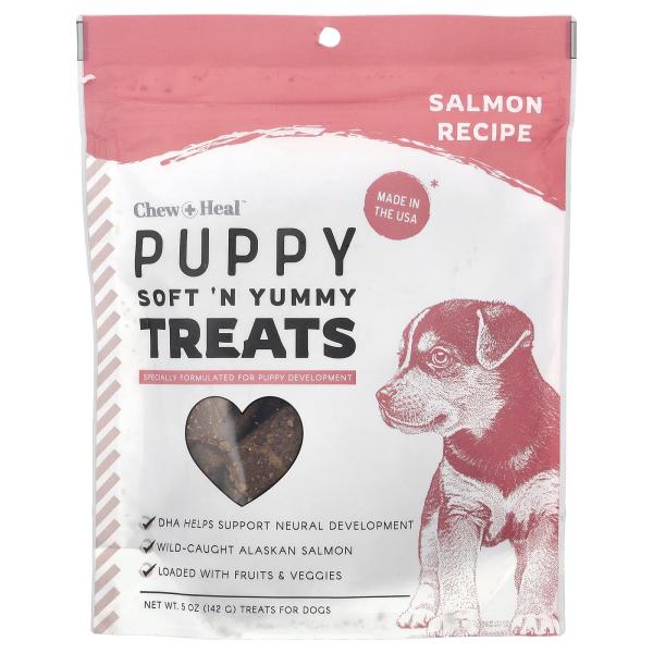 Chew + Heal, Вкусные лакомства для щенков, для собак, с лососем, 142 г (5 унций)