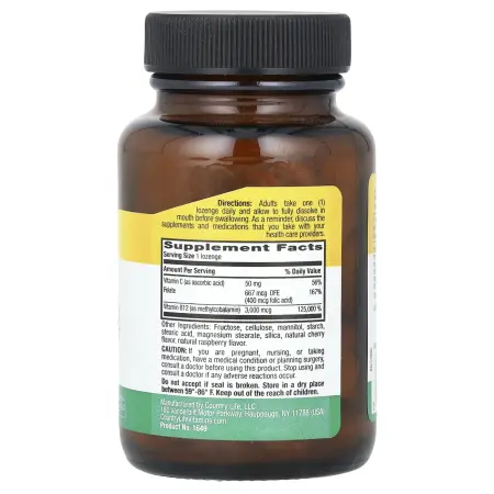 Country Life, Метил B12, ягодный, 3000 мкг, 120 пастилок