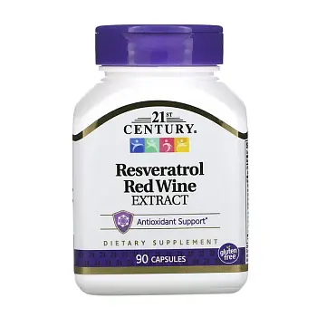 Фото 21st Century Ресвератрол экстракт плодов красного винного сорта винограда 90 капсул