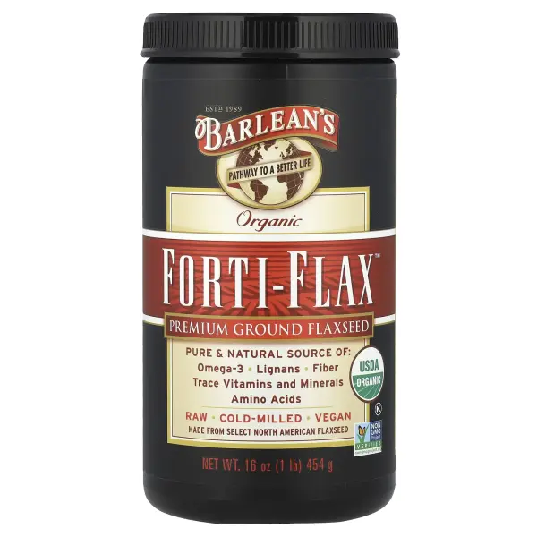 Barlean's, Органический Forti-Flax, молотое льняное семя высшего качества, 16 унций (454 г)