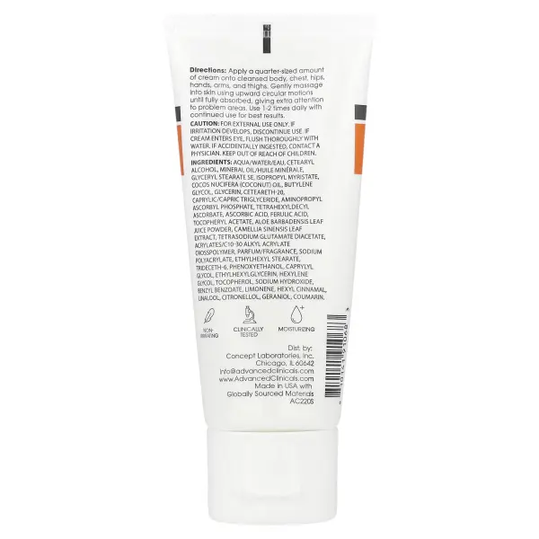 Advanced Clinicals, Витамин C, улучшенный осветляющий крем, 59 мл (2 жидк. унц.)