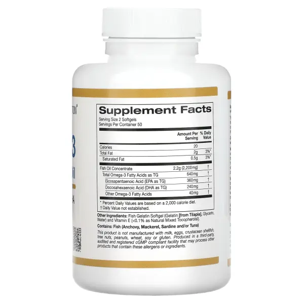 California Gold Nutrition Omega-3 Premium fish oil 100 капс.