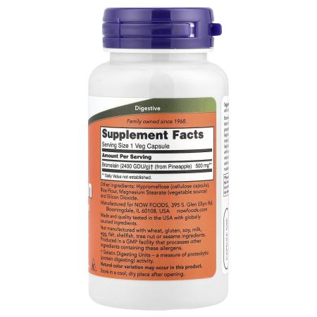 NOW Foods Бромелаин 500 мг 60 капсул – оригинальная продукция AthleticFuel