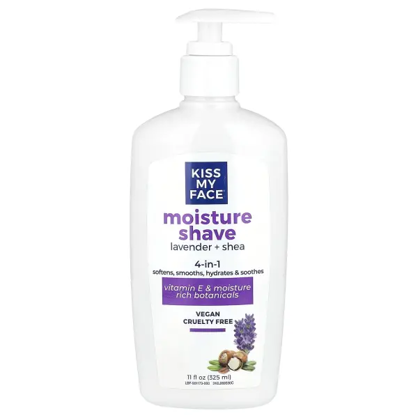 Kiss My Face, Moisture Shave, увлажняющее средство для бритья 4 в 1, лаванда и ши, 325 мл (11 жидк. 