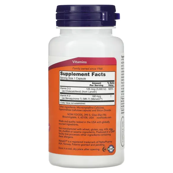 NOW Foods, Mega D-3 и MK-7, 120 капсул – оригинальная продукция AthleticFuel